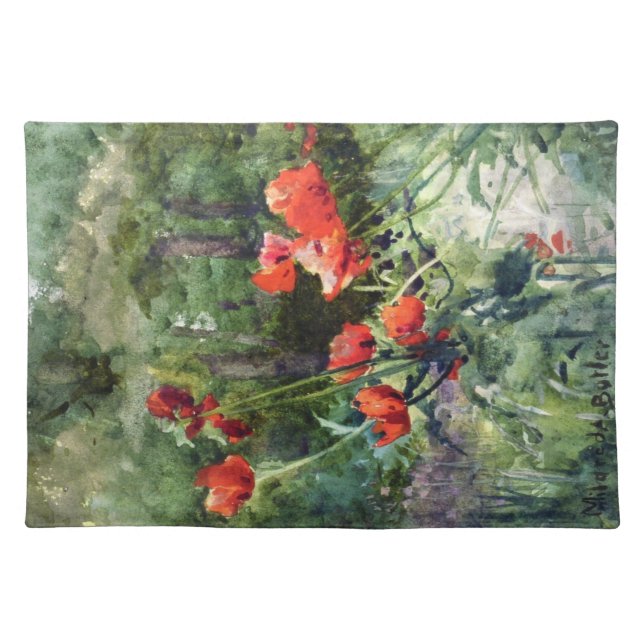 Garden Poppies (by Mildred Anne Butler) Cloth Placemat (Front)