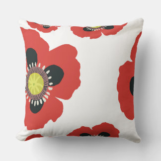 garden poppies throw pillow
