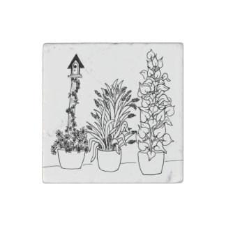 Garden Pots Stone Magnet