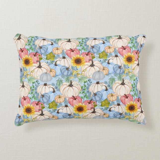 Garden Pumpkins And Sunflowers  Accent Pillow (Front)