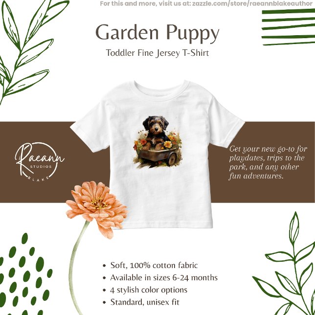 Garden Puppy Toddlers Fine Jersey T-Shirt (Creator Uploaded)