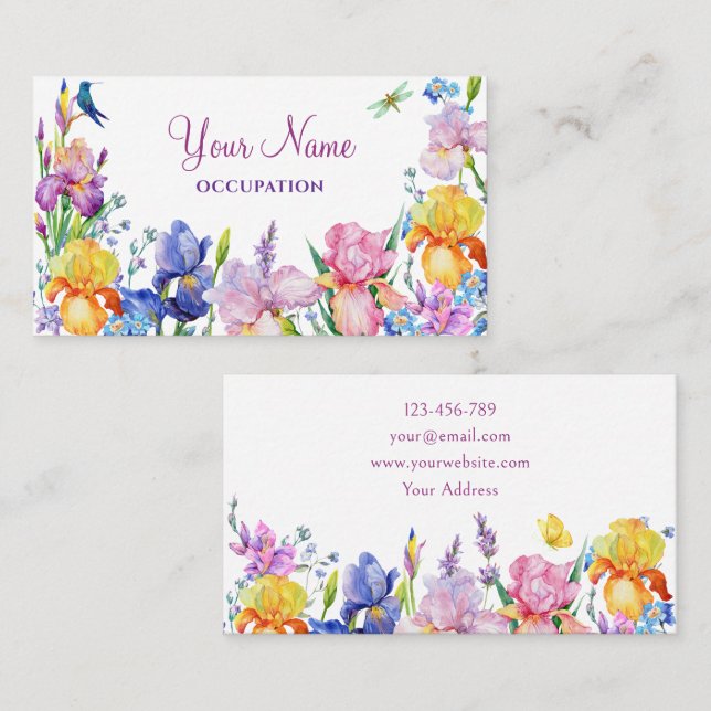 Garden Purple Flower bloom Business Card (Front/Back)