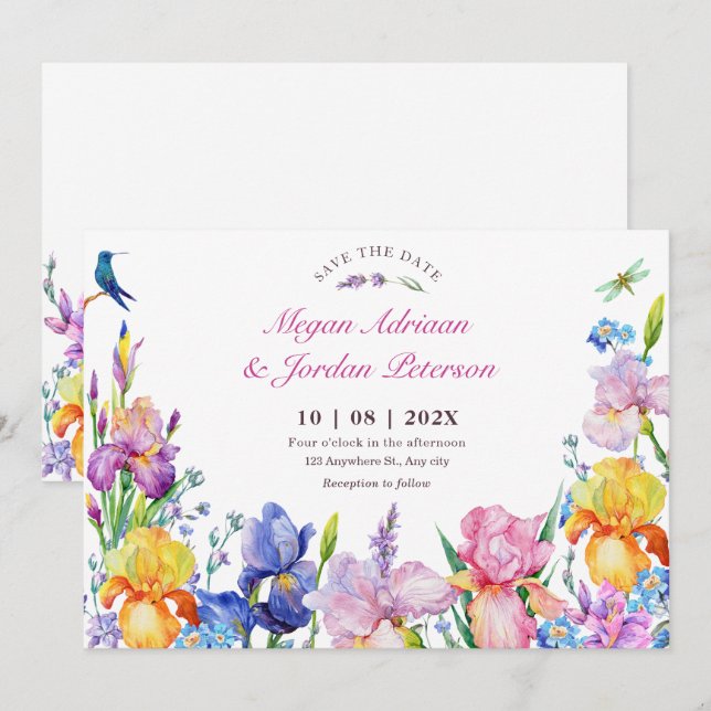 Garden Purple Flower bloom Save The Date (Front/Back)
