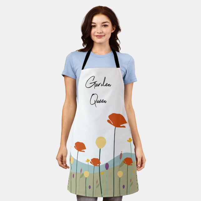 Garden Queen Apron Floral Custom Gardener Gift (Worn)