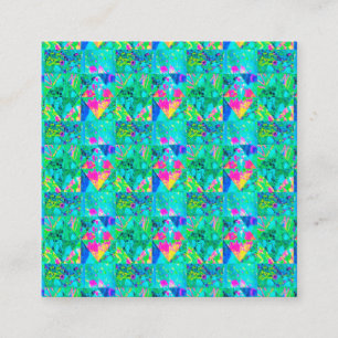 Garden Quilt Painting with Hydrangea and Blues Square Business Card