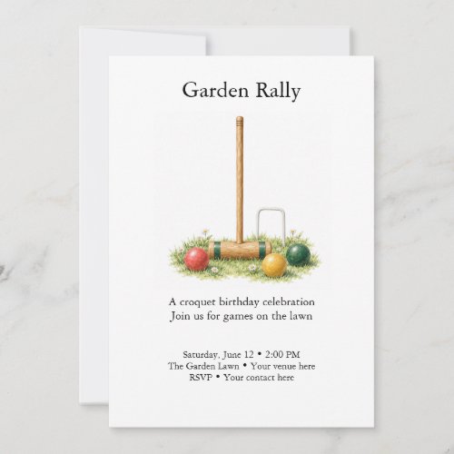 Garden Rally Croquet Birthday Invitation