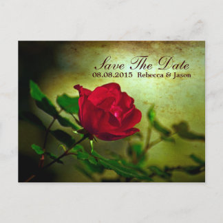 garden red rose steampunk gothic wedding announcement postcard