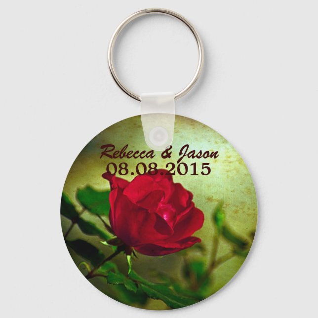 garden red rose steampunk gothic wedding keychain (Front)