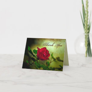 garden red rose steampunk gothic wedding letterpress thank you card