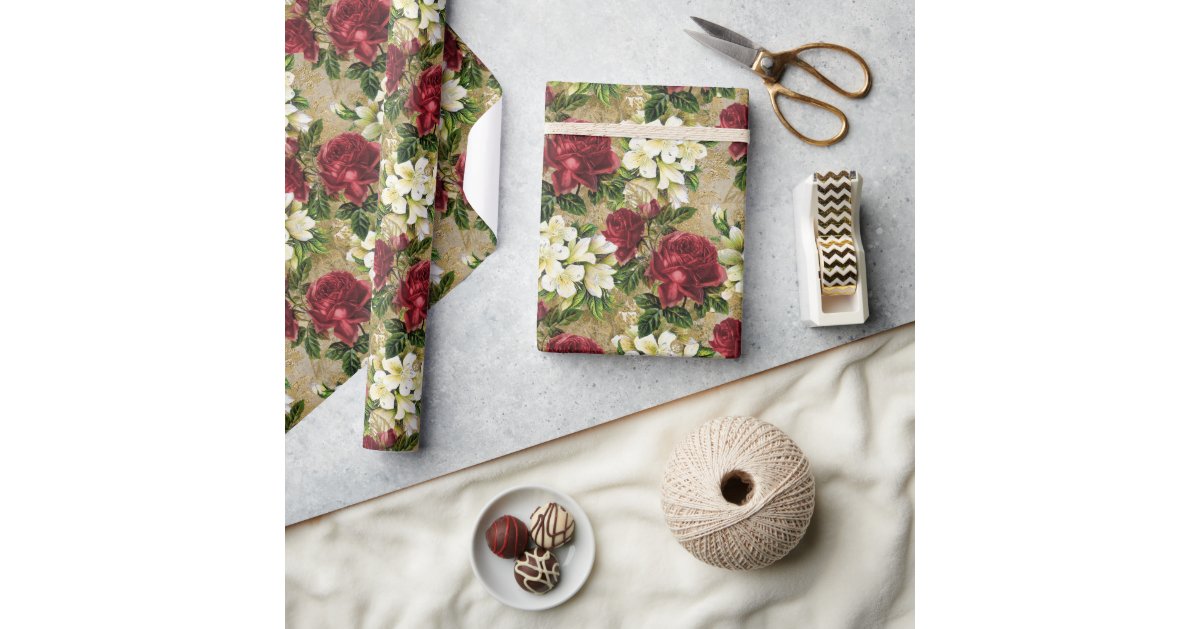 Garden Red Roses Wrapping Paper | Zazzle