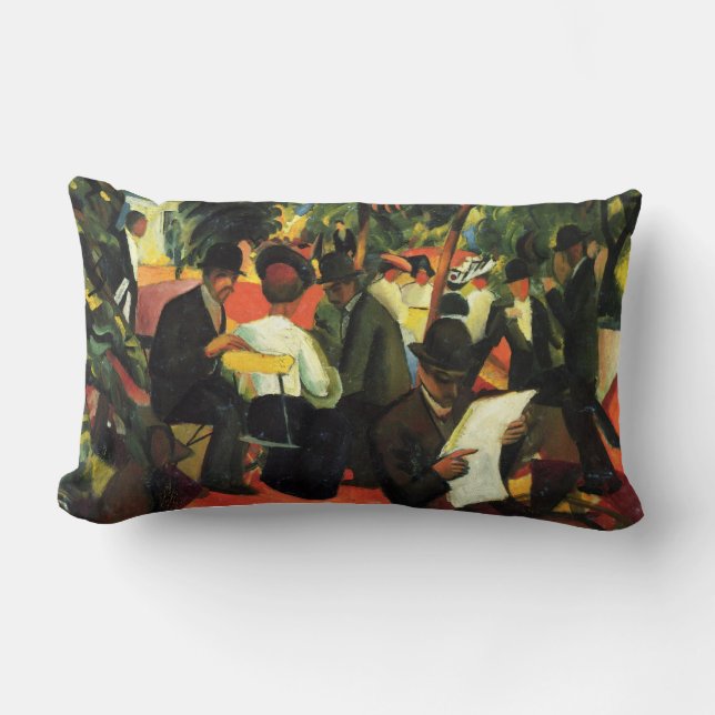 Garden Restaurant by August Macke Lumbar Pillow (Front)