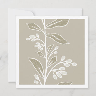 Garden Reverie Warm Sand Minimalist Botanical Note Card