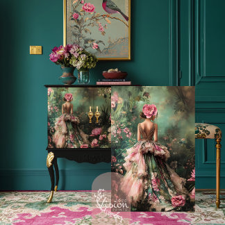 Garden Romance Bouffant Elegant Lady Portrait  Tissue Paper
