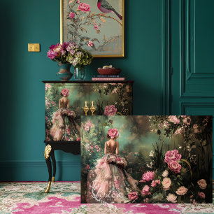 Garden Romance, Elegant Bouffant Portrait & Floral Tissue Paper