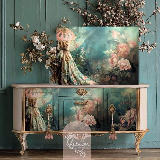 Garden Romance, Elegant Portrait, Ethereal Floral Tissue Paper (Garden Romance Elegant Parasol Portrait & Ethereal Peony Floral Furniture Decoupage 2020visionprints)