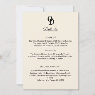 Garden Romantic Pastel Floral Wedding Details Invitation