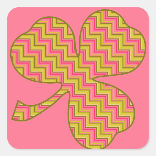 Garden Rose Chevron Glossy Square Stickers (Front)