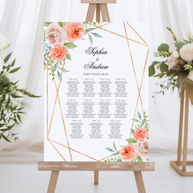 Garden Rose & Gold Frame Seating Charts Foam Board (Creator Uploaded)