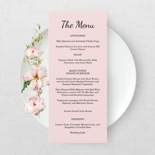 Garden Rose Pink Wedding Menu  (Creator Uploaded)