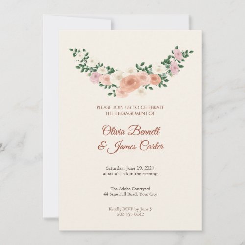 Garden Rose Swag Engagement Party Invitation