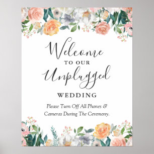 Garden Rose Unplugged Wedding Sign
