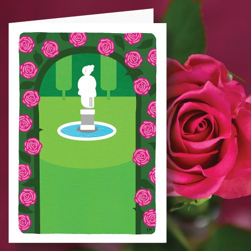 Garden Roses and Statue Card