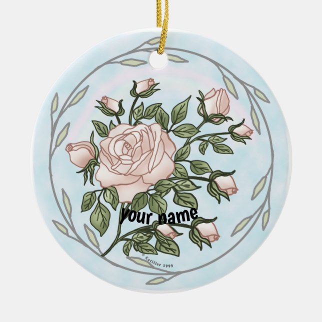Garden roses  ceramic ornament (Front)