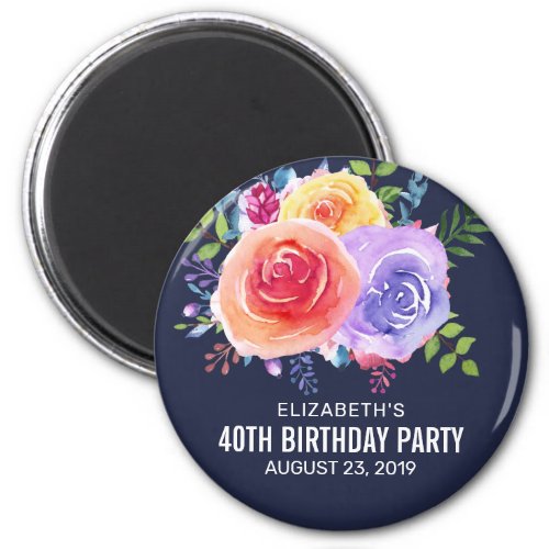 Garden Roses in Watercolor Birthday Save the Date Magnet