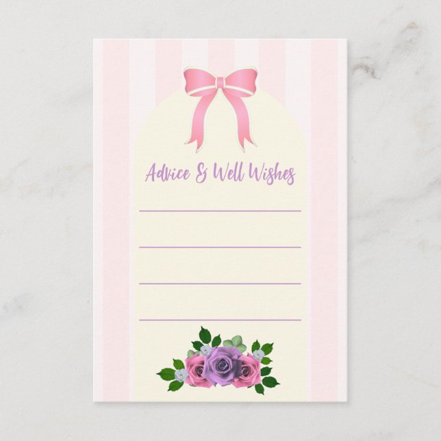 Garden Roses Pink Baby Shower Advice Card (Front)