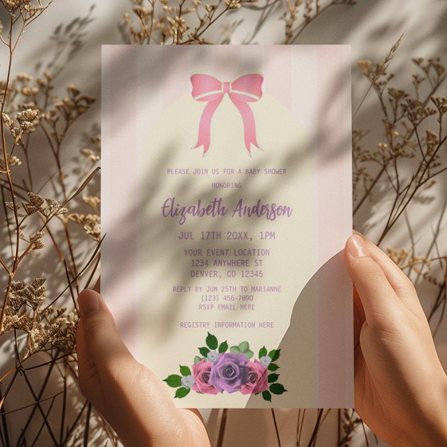 Garden Roses Pink Baby Shower Invitation (Creator Uploaded)