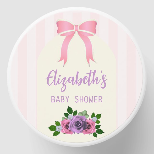 Garden Roses Pink Baby Shower Mini Candle Favors (Front)