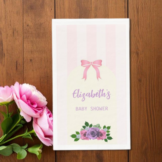 Garden Roses Pink Baby Shower Paper Guest Towels (Creator Uploaded)