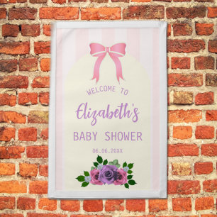 Garden Roses Pink Baby Shower Pennant
