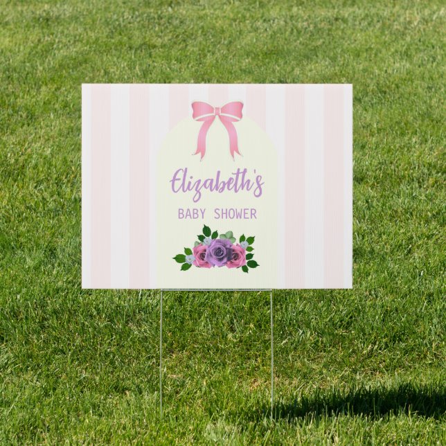 Garden Roses Pink Baby Shower Sign (Insitu)