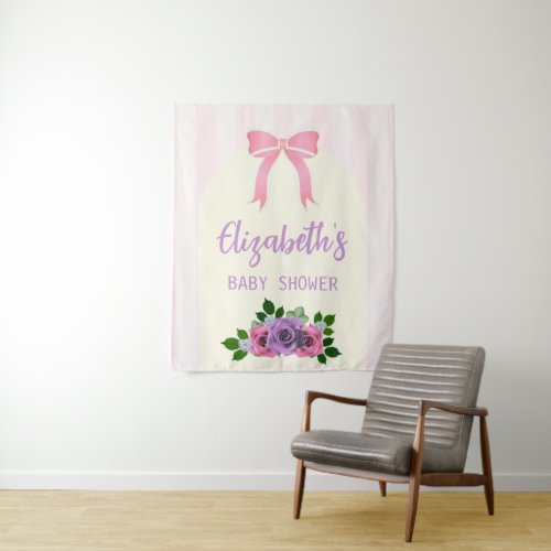 Garden Roses Pink Baby Shower Tapestry