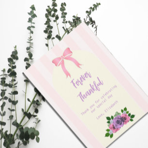 Garden Roses Pink Baby Shower Thank You Card