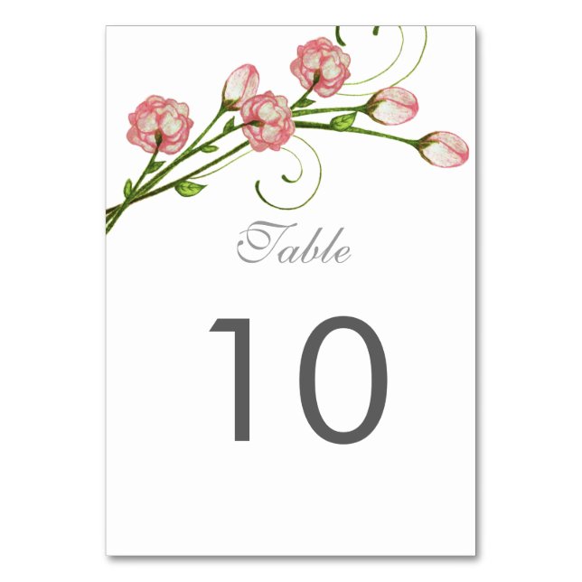 Garden Roses Table Number Card (Front)