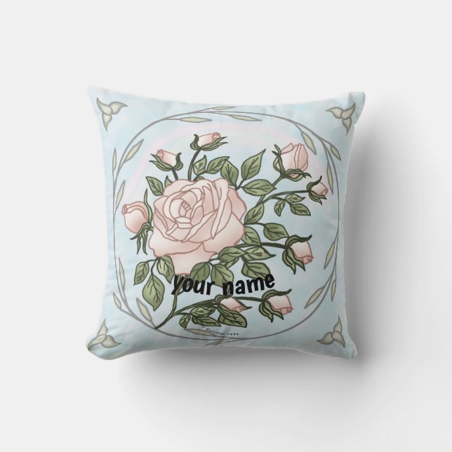 Garden roses  throw pillow (Front)