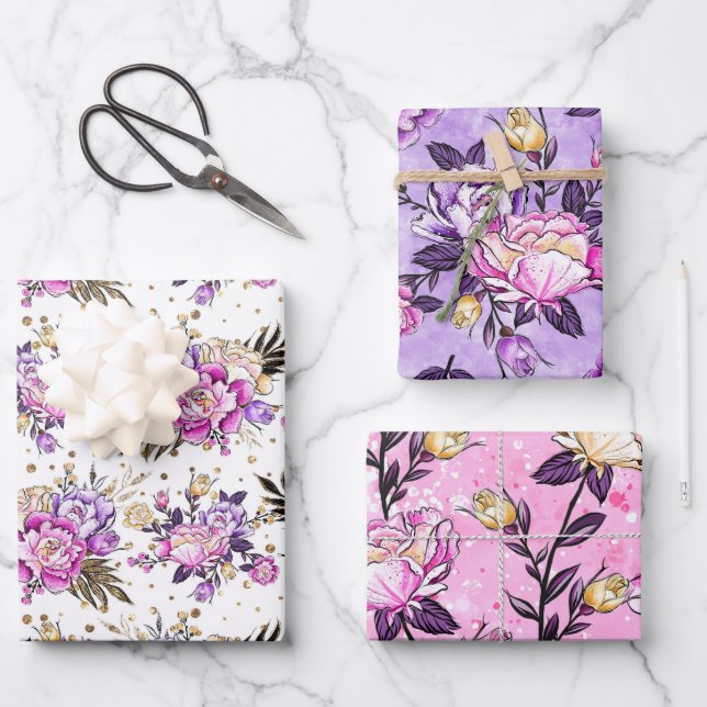 Garden Roses Wrapping Paper Sheets (Front)