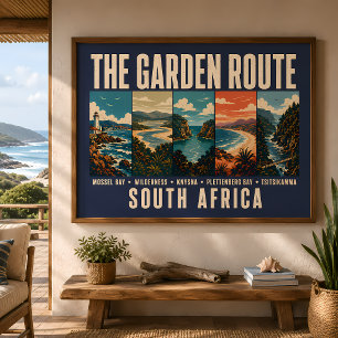 Garden Route South Africa Illustration Vintage Poster