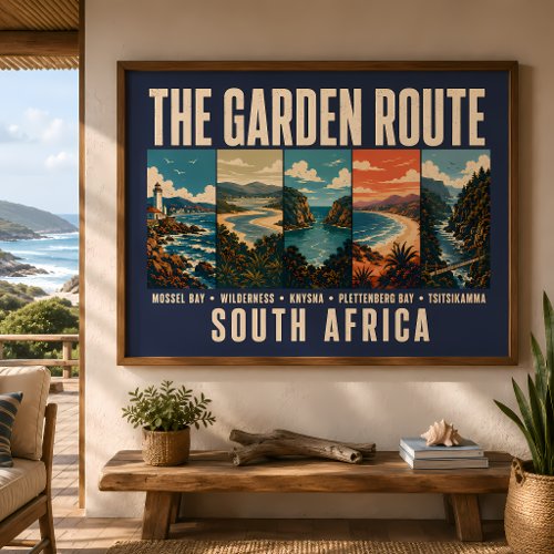 Garden Route South Africa Illustration Vintage Poster