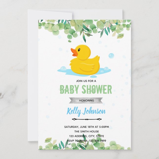 Garden rubber duck party invitation (Front)
