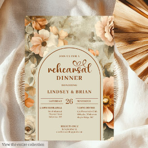 Garden Rust Ivory Floral Rehearsal Invitation