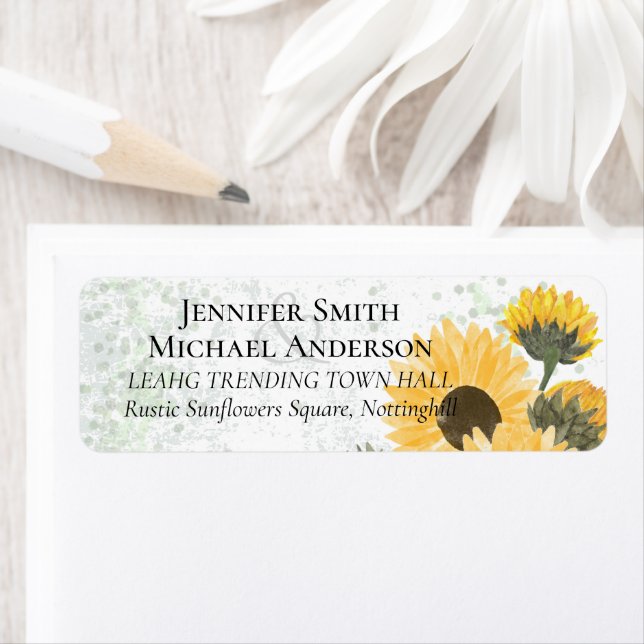 Garden Rustic Sunflower Modern Wedding Label (Insitu)