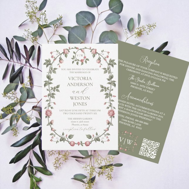 Garden Sage Green Wedding All In One Invitation (Creator Uploaded)