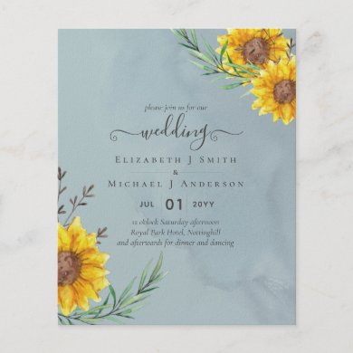 Garden Sage Sunflowers Rustic Boho Wedding Flyer