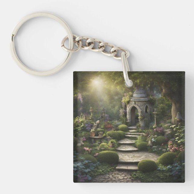 Garden Sanctuary Art Keychain (Front)