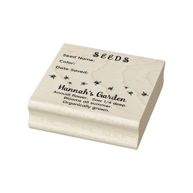 Garden Saved Seeds Bees Design Rubber Stamp (Stamp)