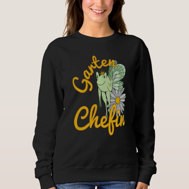 Garden Saying Garden Chef Frog Elf With Flower Sweatshirt (Front)