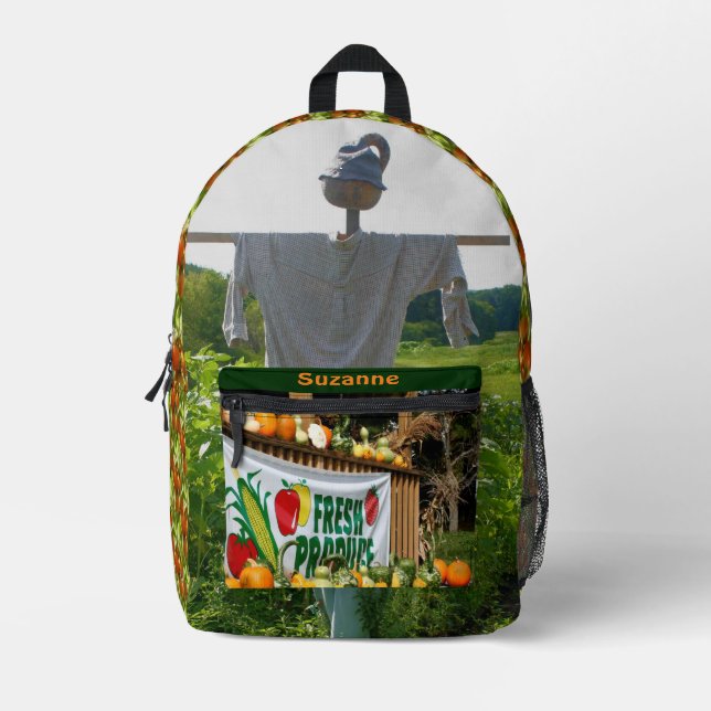 Garden Scarecrow Country Produce Personalized  Printed Backpack (Front)